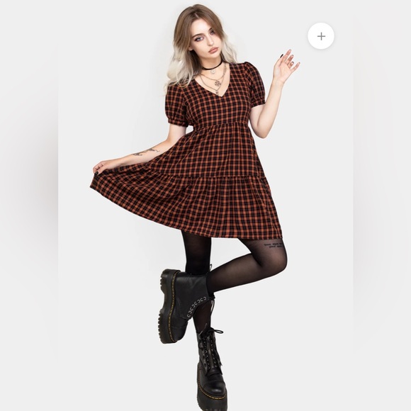 {DISTURBIA} Terra Check Mini Smock Dress US6 - Picture 4 of 13